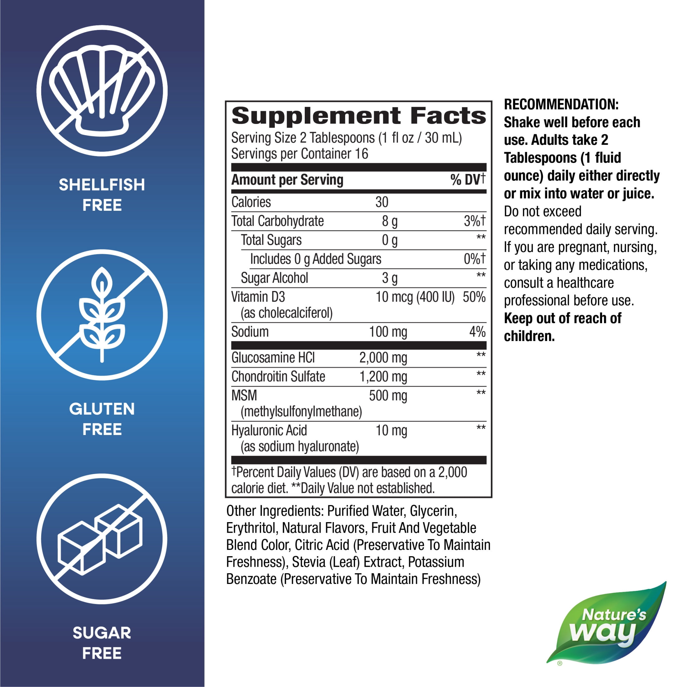 Nature's Way Joint Movement Glucosamine Liquid Supplement, Unisex, Berry Flavored, 16 fl oz