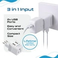 thumbnail image 3 of Ceptics Italy, Chile, Uruguay Travel Adapter Plug with Dual USB - USA Input - Type L - Ultra Compact - Perfect for Cell Phones, Laptop, Camera Chargers, iWatch, iPad, iPhone and More (CTU-12A), 3 of 8