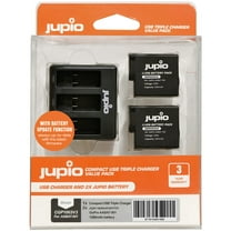 Jupio Value Pack with 2x AHDBT-501 3.9V 1260mAh Lithium-Ion Battery and Compact USB Triple Charger for GoPro HERO5/6/7, Update Version