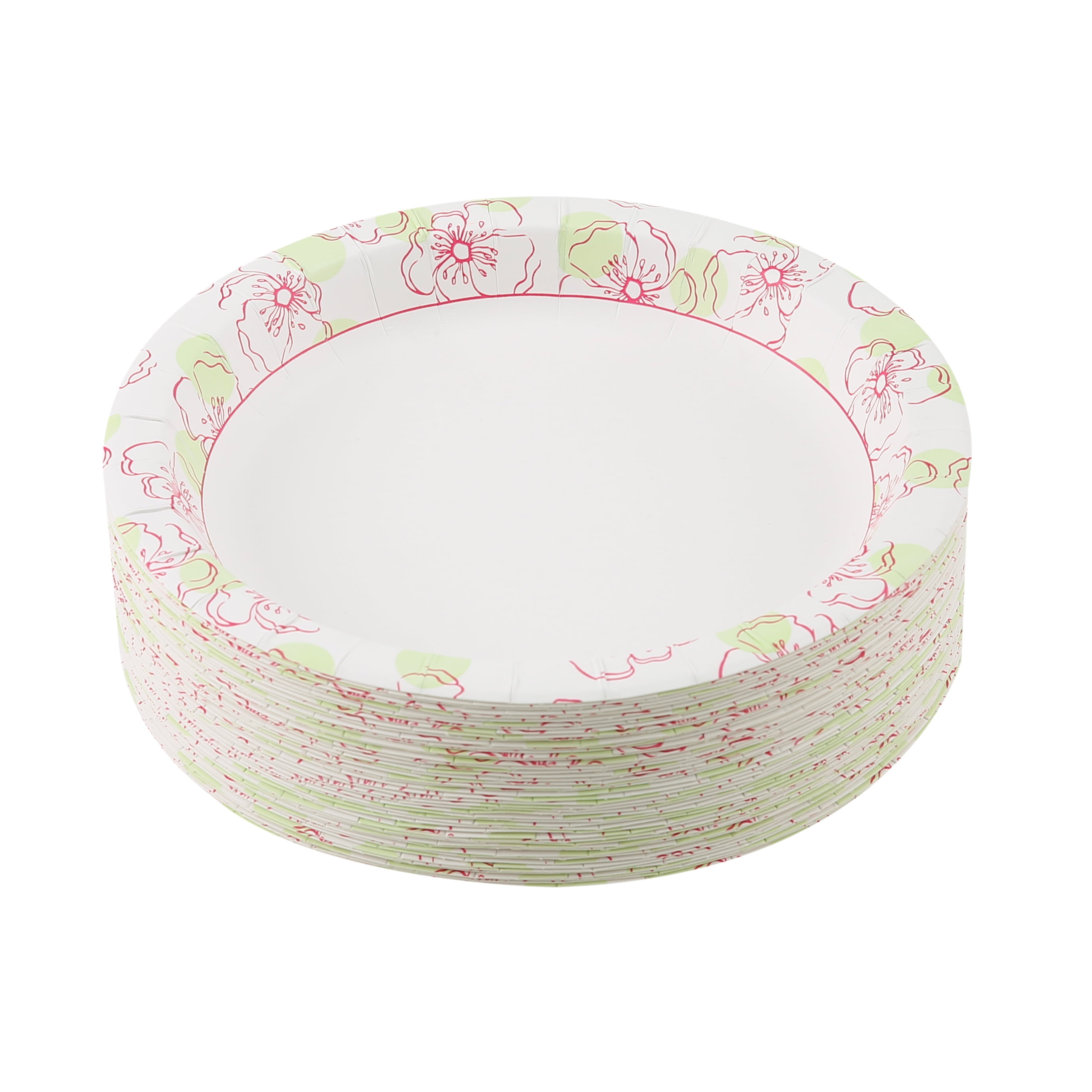 Glad Everyday 8.5" Round Paper Plates Pink Flower, 2 pack (100 plates total)