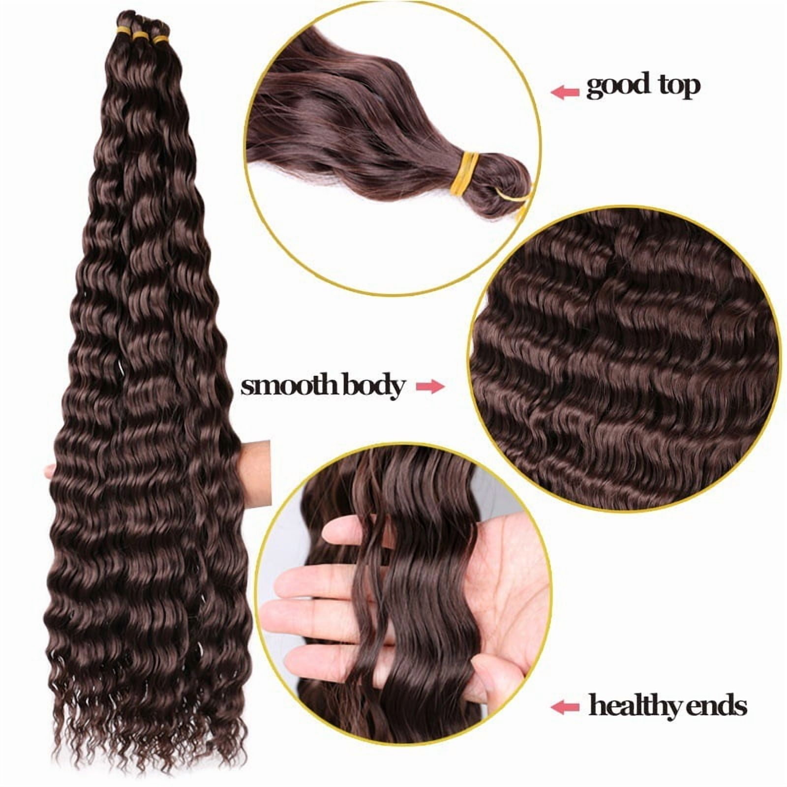 XmhyTop 24 Inch 6-Bundle Human Braiding Hair, 100g/Bundle Deep Wave Curly Extensions, Wet and Wavy Texture for Boho Braids Styling, Grey