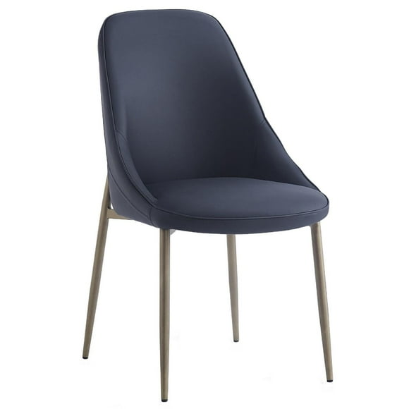 Chaise, Jeu de 2, Moderne en Similicuir et Métal - Noir et Or Vieilli