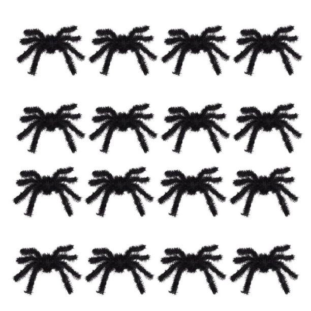 FELTECHELECTR 20 piezas de arañas de peluche de 5 mm para cosplay, juguetes de plástico artificiales para Halloween, fiestas, noches de miedo (negro)