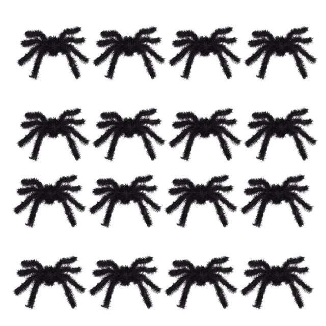 FELTECHELECTR 20 piezas de arañas de peluche de 5 mm para cosplay, juguetes de plástico artificiales para Halloween, fiestas, noches de miedo (negro)
