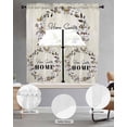 thumbnail image 2 of Home Sweet Swag Kitchen Curtains Sets for Windows 24 Inch Length, Wreath Botanical Farmhouse Plants Beige Short Window Curtain Panels Swags Valances and Tiers 3 Piece Set for Cafe/Dining Room, 2 of 5
