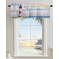 thumbnail image 2 of Rod Pocket Window Valances Watercolor Lighthouse Oil Painting Art Short Kitchen Curtains Ocean Beach Grass Window Treatment Drapes for Bedroom Bathroom Living Room 42x18In,1 Panel, 2 of 7