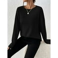 thumbnail image 4 of Honeeladyy Womens Long Sleeve Pullover, Solid Color Textured Lightweight Loose Top for Spring and Autumn Christmas Gift, 4 of 9
