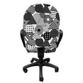 thumbnail image 3 of Geometric Office Chair Slipcover, Repetitive Abstract Circles Triangles in Monochrome Tone Illustration, Protective Stretch Decorative Fabric Cover, Standard Size, Charcoal Grey White, by Ambesonne, 3 of 5