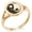 Rose Gold, variant on Stainless Steel Floral Yin Yang Minimalist Oval Top Polished Statement Signet Ring