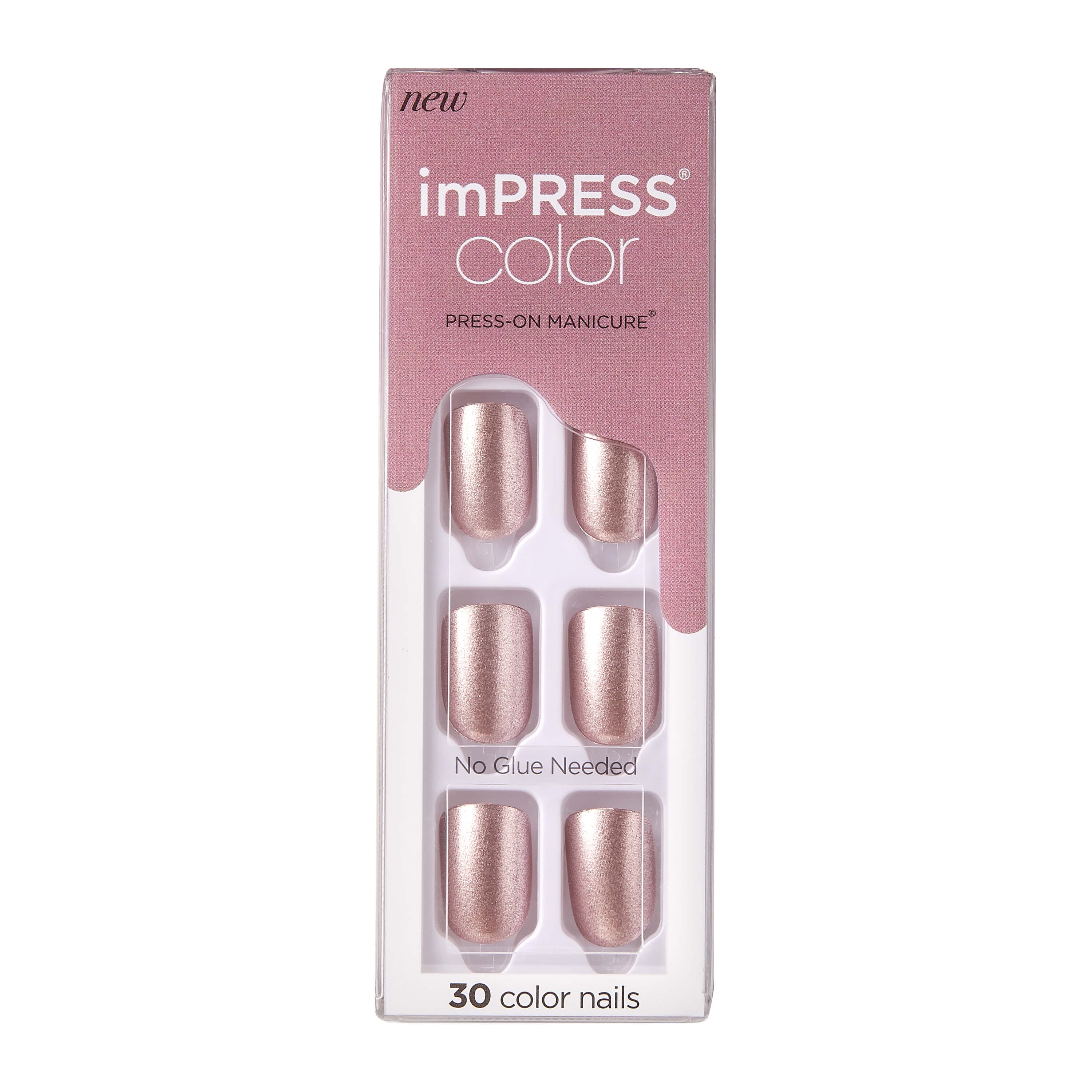 KISS imPRESS Color Press-On Manicure, Gel Nail Kit, PureFit Technology,  Short Length, “Beach Waves”, Polish-Free Solid Color Mani, Includes Prep  Pad, Mini File, Cuticle Stick, and 30 Fake Nails 