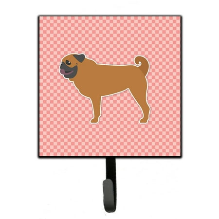 

Carolines Treasures BB3647SH4 Pug Checkerboard Pink Leash or Key Holder 7Hx4.25W multicolor