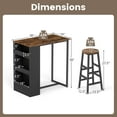 thumbnail image 3 of Costway Ensemble de Bar 3 Pcs, Ensemble de Table de Salle à Manger Industriel Hauteur Comptoir avec Rangement, 3 of 10