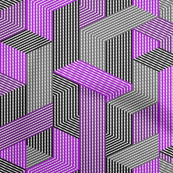 oneOone Cotton Silk Purple Fabric Geometrical Sewing Fabric By The Yard Printed Diy Clothing Sewing Supplies 42 Inch Wide