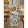 thumbnail image 3 of Green Boho Table Runner 120 Inches Long,Ethnic Geometric Middle Century Art Cotton Linen Table Runners Dresser Scarves,Decorative Fabric Tabletop Scarf Furniture Cover for Home Dinner Party 13"x120", 3 of 9