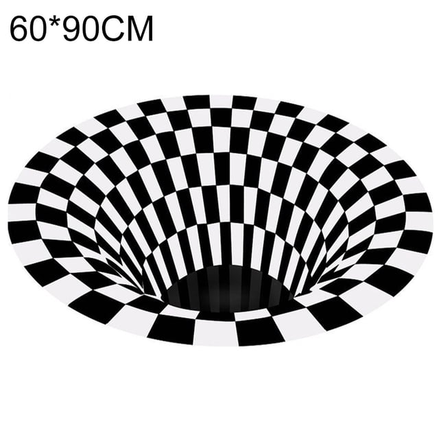 CAROOTU Vortex Illusion Rug 3D Trap Effect Printing Carpet Bedroom Living Room Study Room Floor Mat