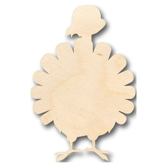 Unfinished Wood Turkey Plume Feather Back Shape - Craft - up to 46" DIY 4" / 1/4"