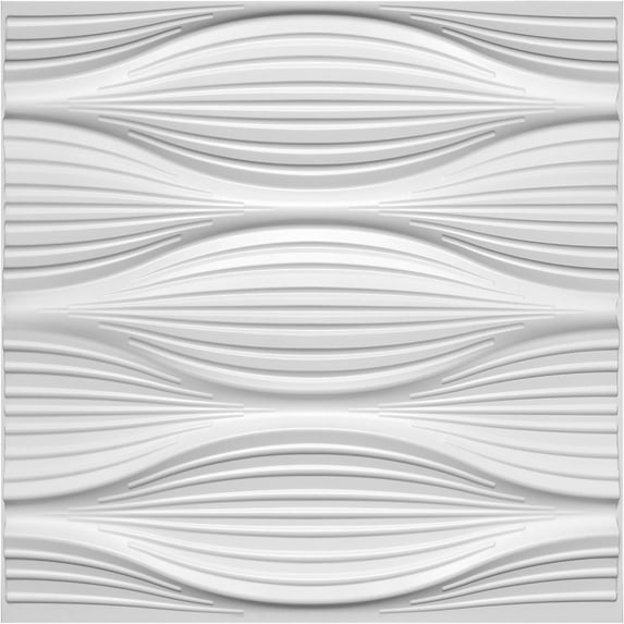 Dundee Deco 3D Wall Panels - Industrial Wave Paintable White PVC Wall Paneling for Interior Wall Decor, 19.7 in x 19.7 in, Covers 2.7 sq. ft