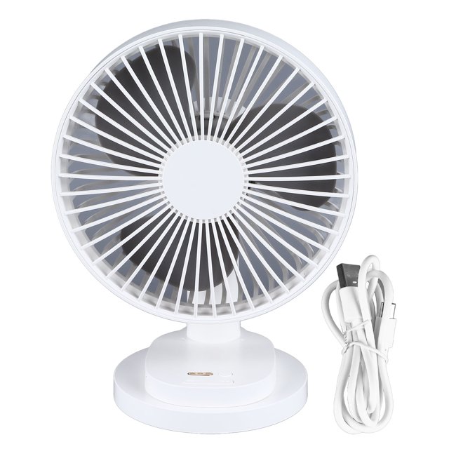 Ventilador de escritorio USB recargable de 4 velocidades, ventilador de refrigeración para mesa de escritorio, ventilador de oficina silencioso giratorio de 90° para el hogar, dormitorio y dormitorio
