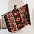 thumbnail image 3 of Manta tejida en jacquard duradera, estilo azteca del suroeste, funda para sofá, decoración de pared, alfombra de viaje de 90 x 90 cm, diseño tribal nativo americano reversible con posavasos, 3 of 5