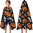 thumbnail image 3 of Musical Halloween Icons Pattern Hooded Bath Towel，60"x35" for Ages 3 To 12 Kids, Quick Dry Lightweight Soft Microfiber Hood Beach Towel Cover Up for Kids, 3 of 7