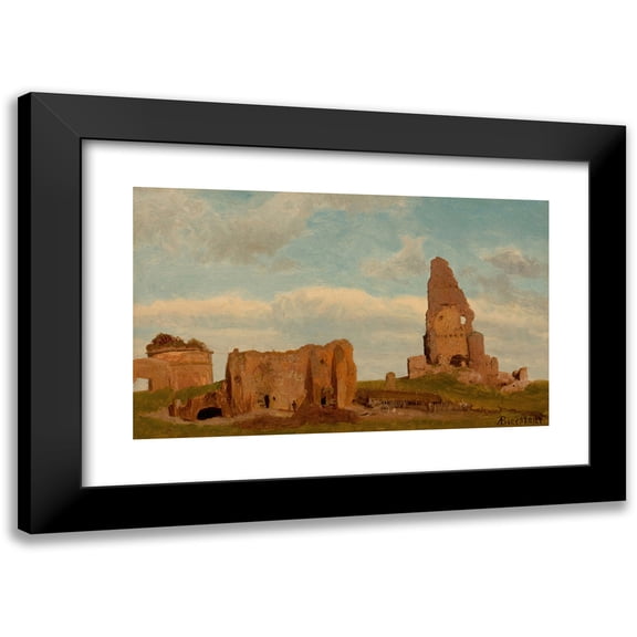 Albert Bierstadt 14x10 Black Modern Framed Museum Art Print Titled - Ruins-Campagna of Rome (1867)