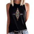 thumbnail image 1 of Birdeem Mode Femmes Imprimé Col Rond Sans Manches Chemises à Blocs Tunique T-Shirt Hauts, 1 of 7