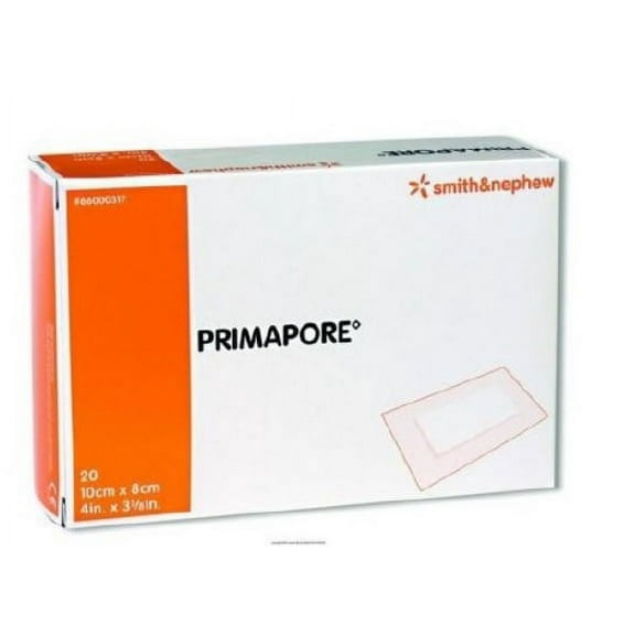 Primapore Adhesive Dressing 3-1/8 X 4 Inch Polyester Rectangle White Sterile, 66000317 - Box of 20