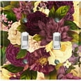 thumbnail image 1 of Metal Light Switch Plate Outlet Cover Purple White Rose Wallpaper ROS018, 1 of 13