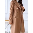 thumbnail image 3 of LinYooLi Women's Notch Lapel Double Breasted Pea Coat Winter Casual Wool Blend Overcoat Long Shacket Jacket, 3 of 5