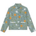 thumbnail image 4 of Jackets for Women Winter Coat Jackets Flannel Stand Collar Jacket(Oranges Flowers Blue Background Pretty Pattern,Size:S-4XL), 4 of 7