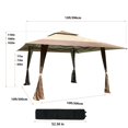 thumbnail image 5 of 13' x 13' Outdoor Gazebo, Double Top Pop-Up Gazebo Canopy for Patio, Double Roof Shade & Rain Protection Gazebo Tent, for Parties, Patio, Garden, Lawn, Backyard, Coffee, D337, 5 of 7