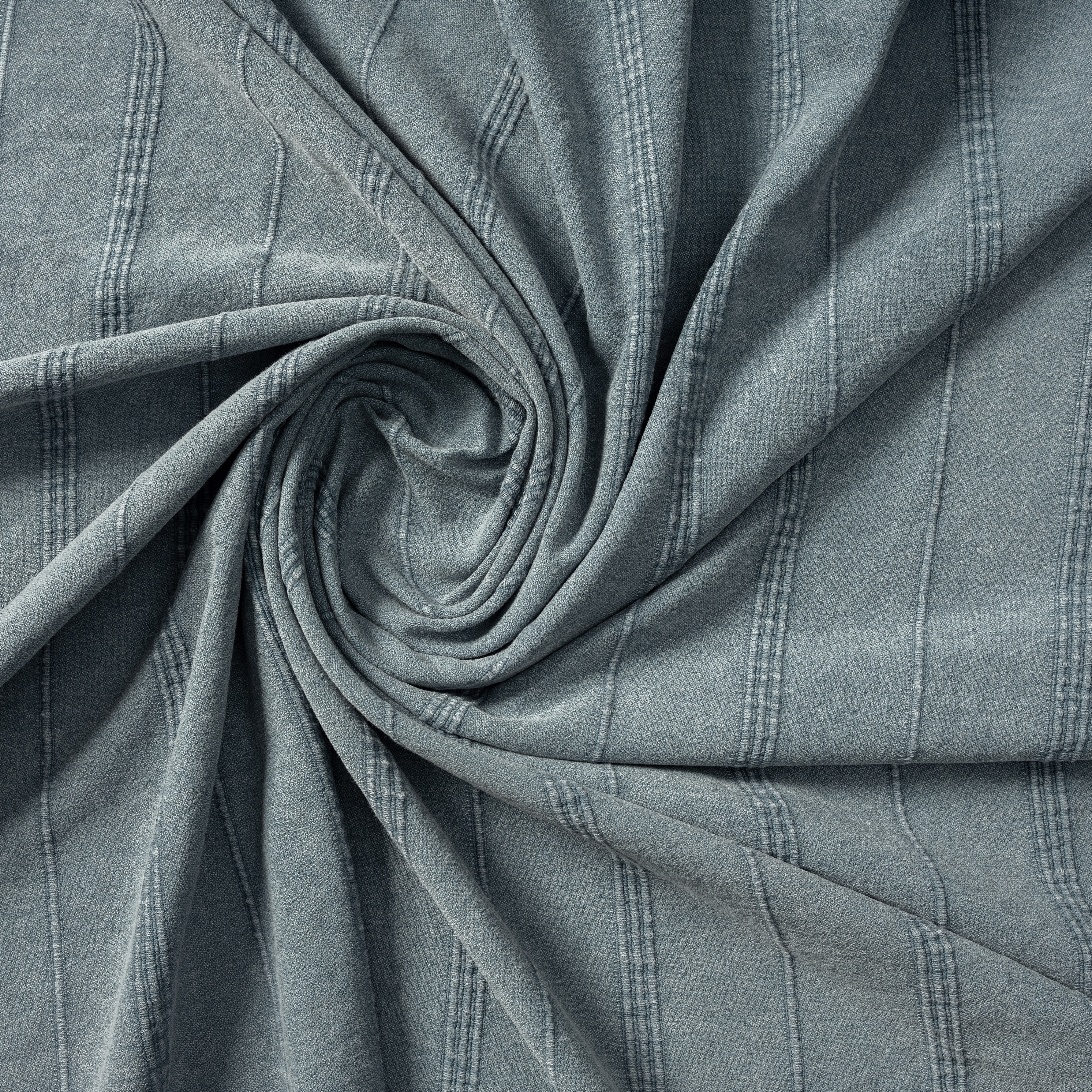 Ox Bay Sarra Bluish Gray Striped Fringed Ultra-Soft Turkish Cotton Reversible Throw Blanket, 50" x 60"