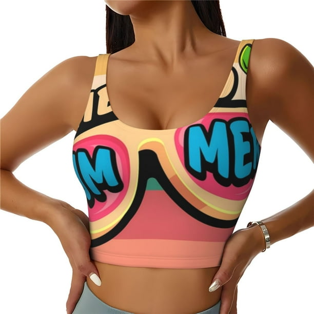 Fotbe Hello Summer Sujetador Deportivo Largo sin Aros para Mujer con Almohadillas y Soporte Medio, Transpirable y Absorbente, Camiseta Tipo Chaleco o Tank Top-X-Large