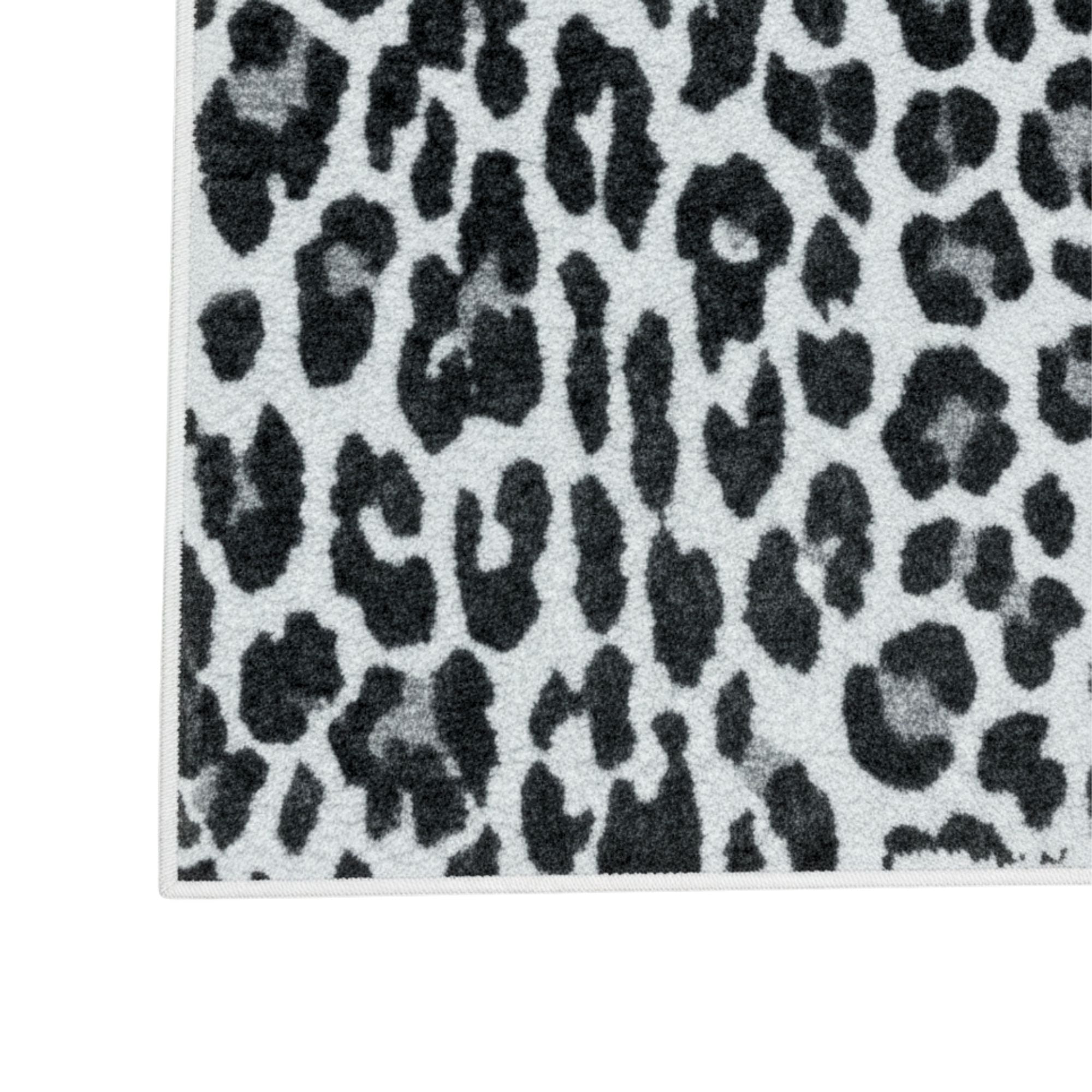 Ottomanson Non-Slip Washable Kitchen Runner Rug Mat for Hallway Durable Easy Care 20" x 53" Leopard Print Black & White
