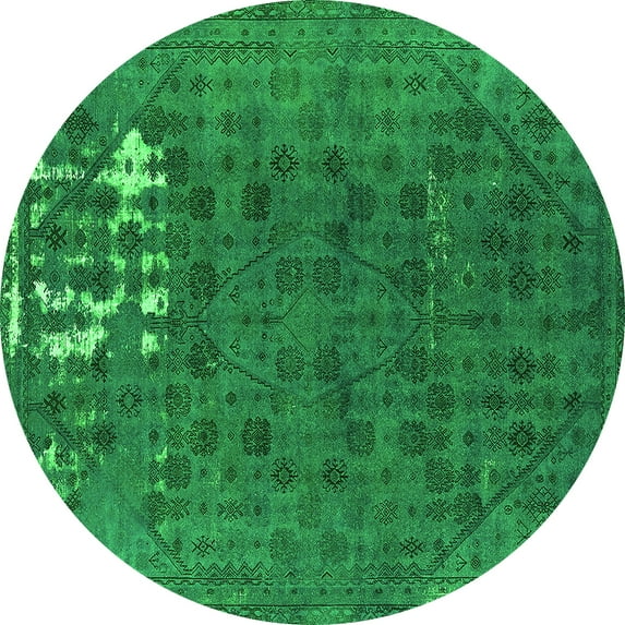 Ahgly Company Indoor Round Persian Green Bohemian Area Rugs, 3' Round