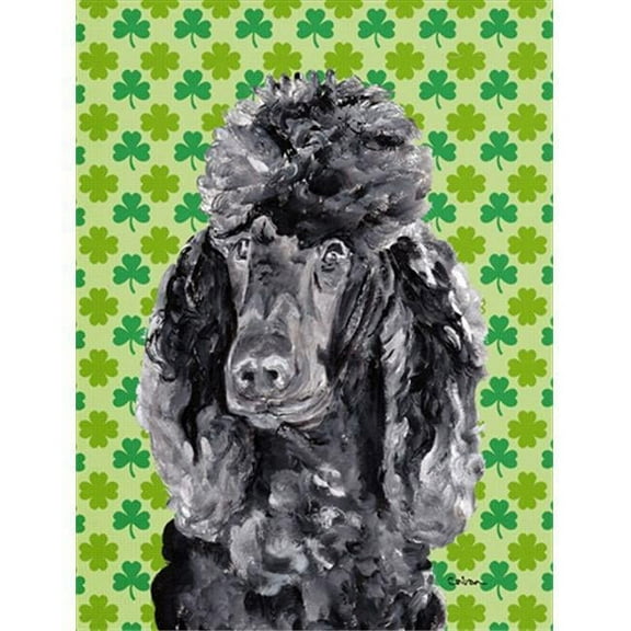 Black Standard Poodle Lucky Shamrock St. Patricks Day Flag Canvas House Size