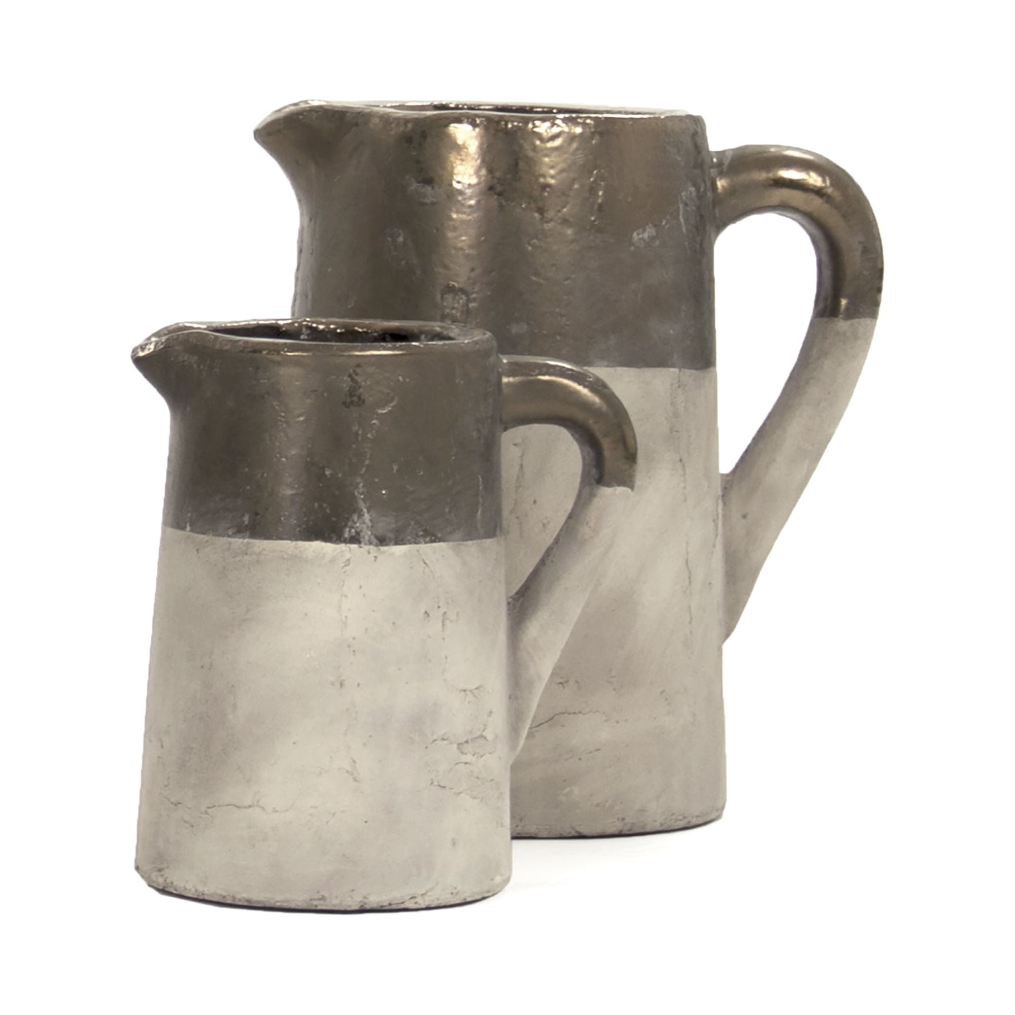 Gilded Top Ceramic Jug with Handle - Large