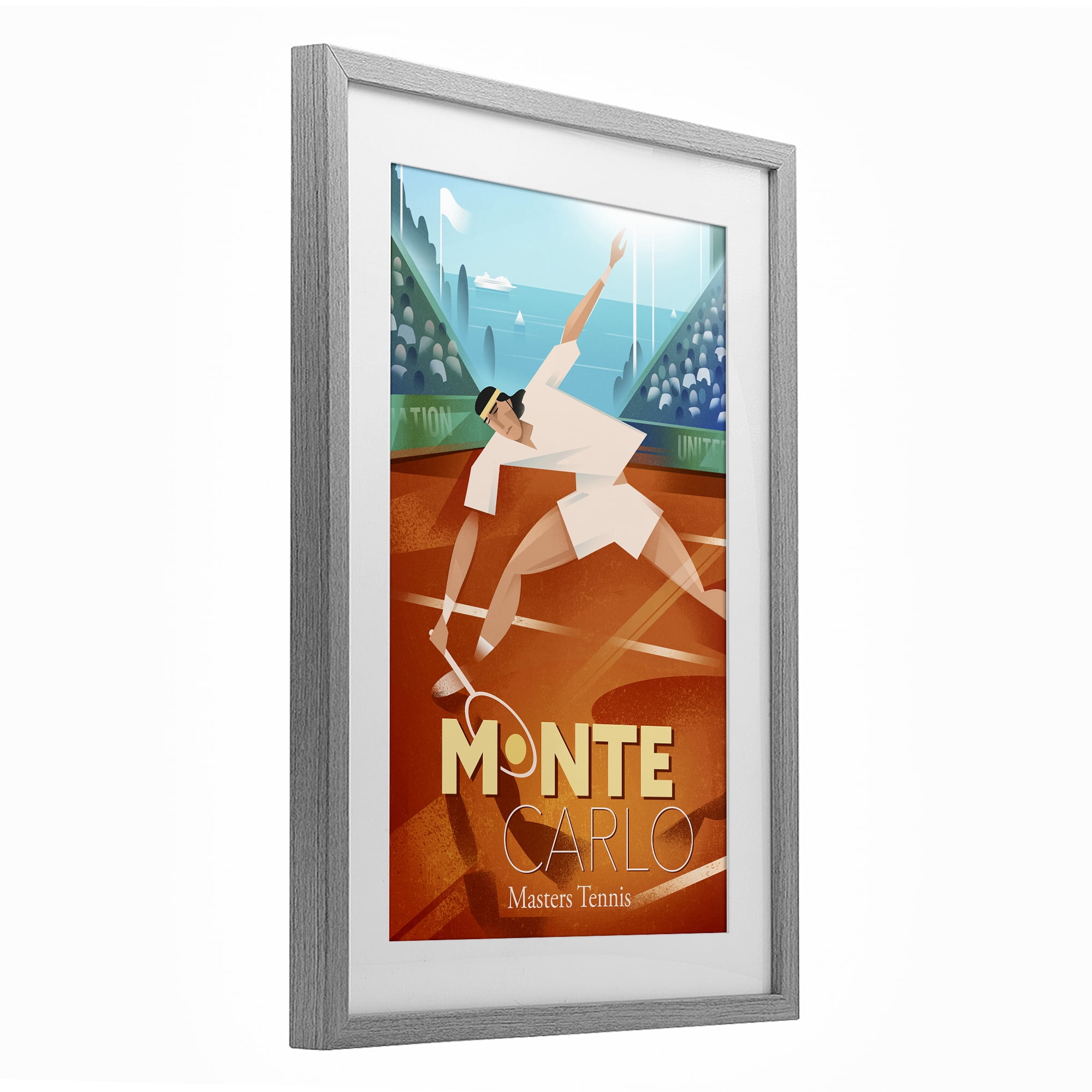 Stupell Industries Monte Carlo Masters Tennis Gray Framed Print Under Glass, design by Martin Wickstrom