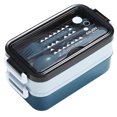 thumbnail image 1 of Bento Lunch Box Metal Lunch Box Containers Thermo Leakproof Lunch Containers 2 Layers Bento Box For School Kids Office Worker Blue, 1 of 6