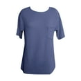 thumbnail image 3 of OSOLU Solid Color Women Summer Casual Stripe Short Sleeve Pocket T-Shirt Tee Tops Cozy Dailywear, 3 of 3