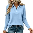 thumbnail image 3 of VBVC Women's Long Sleeve Collared Shirt , Ladies' Basic Button Down Pullover Blouse , Casual V Neck Work Tunic Top For Women, S-2XL, 3 of 9
