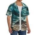 thumbnail image 2 of Easygdp Blue Ocean Waves Mens Short Sleeve Button Down,Cuban Shirts for Men，Men's Casual Short-Sleeved Shirt-Large, 2 of 5