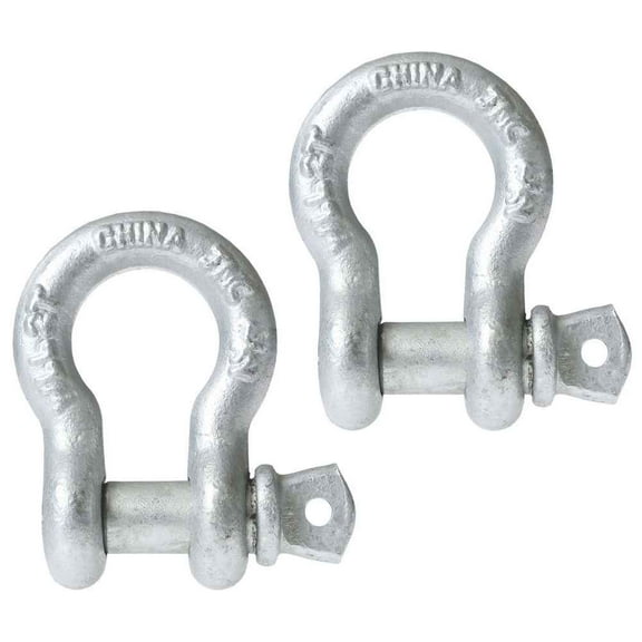 1" Galvanized Steel Screw Pin Anchor Shackle - 8.50 Ton – 2 Pack