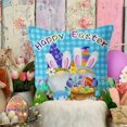 thumbnail image 3 of Easter Gnome Pillow Covers 16x16 Set of 2, Bunny Rabbit Eggs Throw Pillow Covers Blue Buffalo Plaid Pillowcase Spring Happy Easter Cushion Case for Home Outdoor Farmhouse, 3 of 5