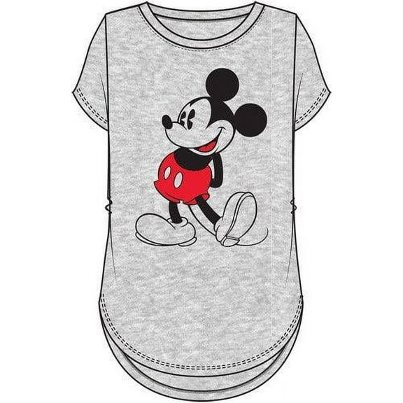 Classic Pose Mickey Mouse  Grey Shirt Tail Tee for Women