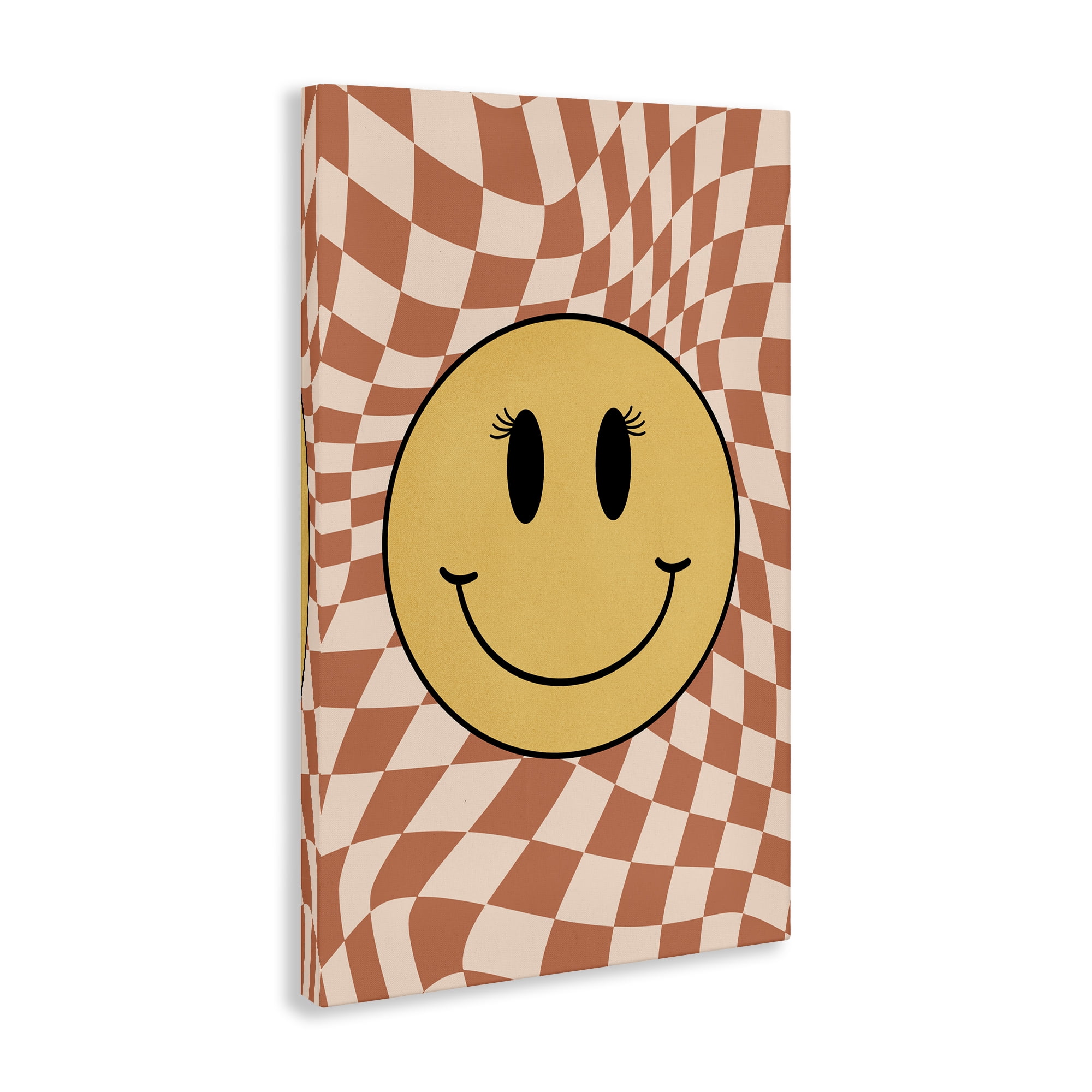 Stupell Industries Retro Checkered Smiley Novelty & Humor Painting Wrapped Canvas Art Print Wall Art, 16 x 24
