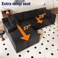 thumbnail image 5 of Dekaisok 105" Boneless Modular Sectional Sofa, Oversized L-Shaped Cloud Couch, No Assembly Required, Deep Seat Corduroy Living Room Sofa, Black (Left Facing Chaise), 5 of 9