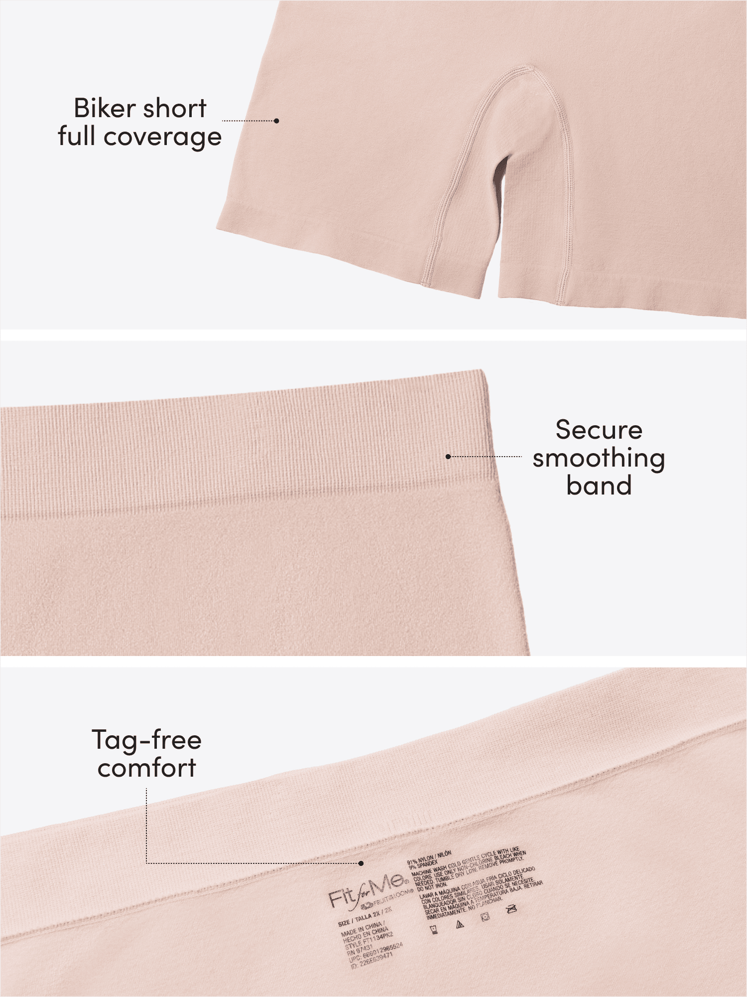 Fit for Me by Fruit of the Loom Women's Plus Size Seamless Short, 2-Pack, Sizes 1X-4X