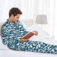 thumbnail image 6 of Naloa Ocean Waves Men’s Pajamas Set - Long Sleeve Button Down Sleep Shirt and Pajama Bottoms Sleepwear Set-XX-Large, 6 of 7