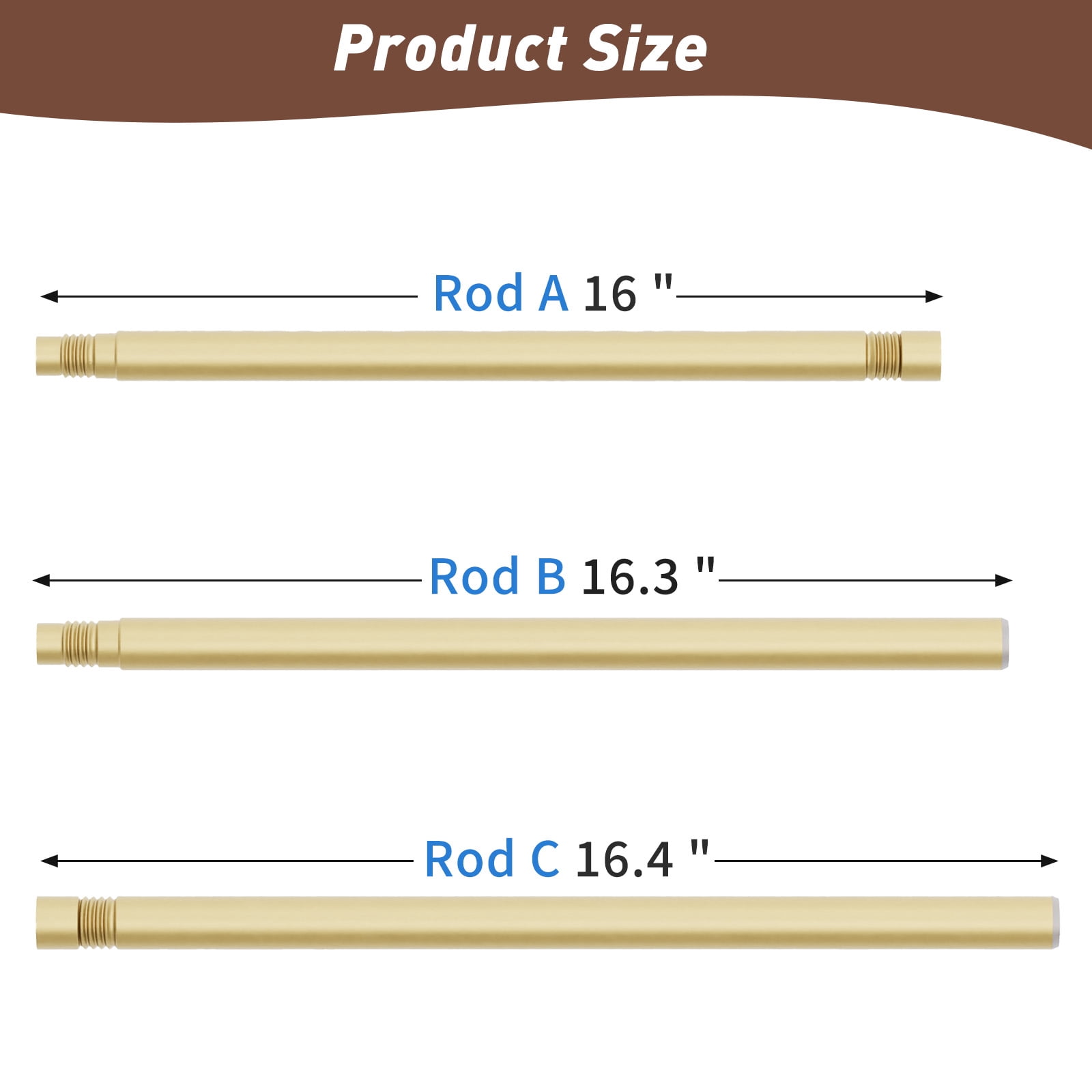 32"-168" Curtain Rods,1 inch Diameter Single Curtain Rod Set,Heavy Duty Curtain Rods with Aluminium Finials,Gold
